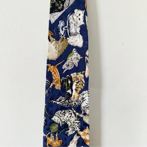 Vintage 1993 Nicole Miller Silk Cat Tie - Picture 2 of 6